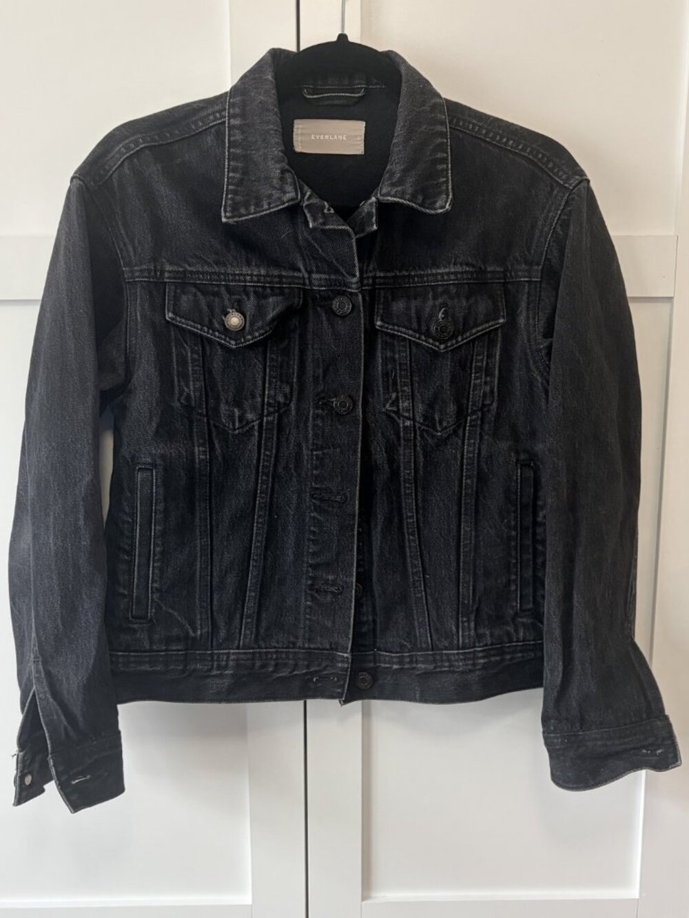 Everlane Washed Black Denim Trucker Jacket XS